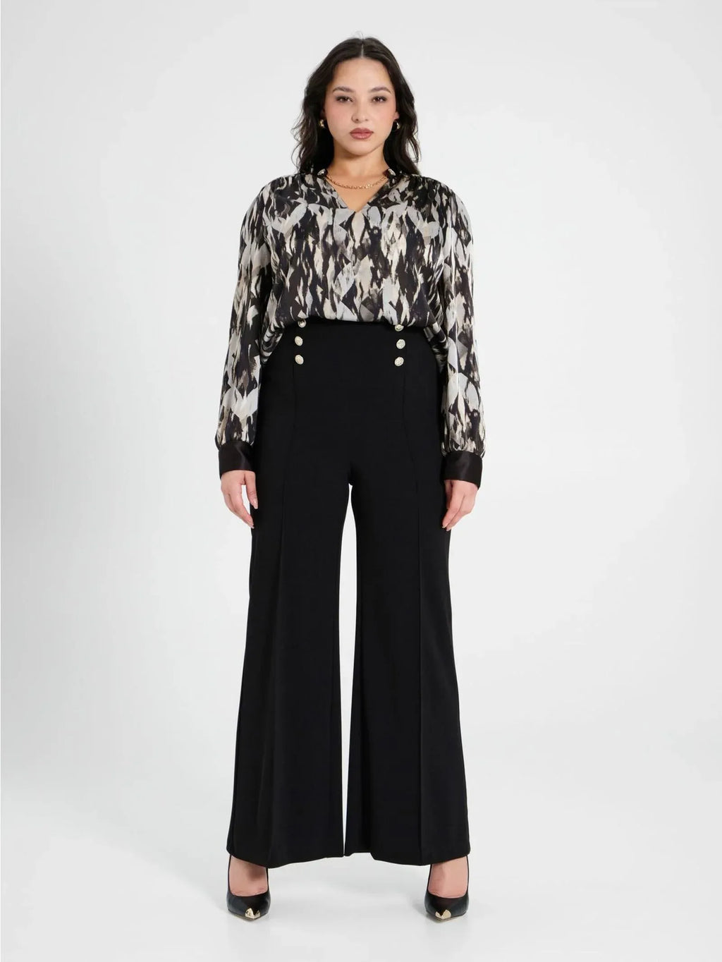 Pantaloni Curvy con Bottoni Dorati Rinascimento - Identity Look