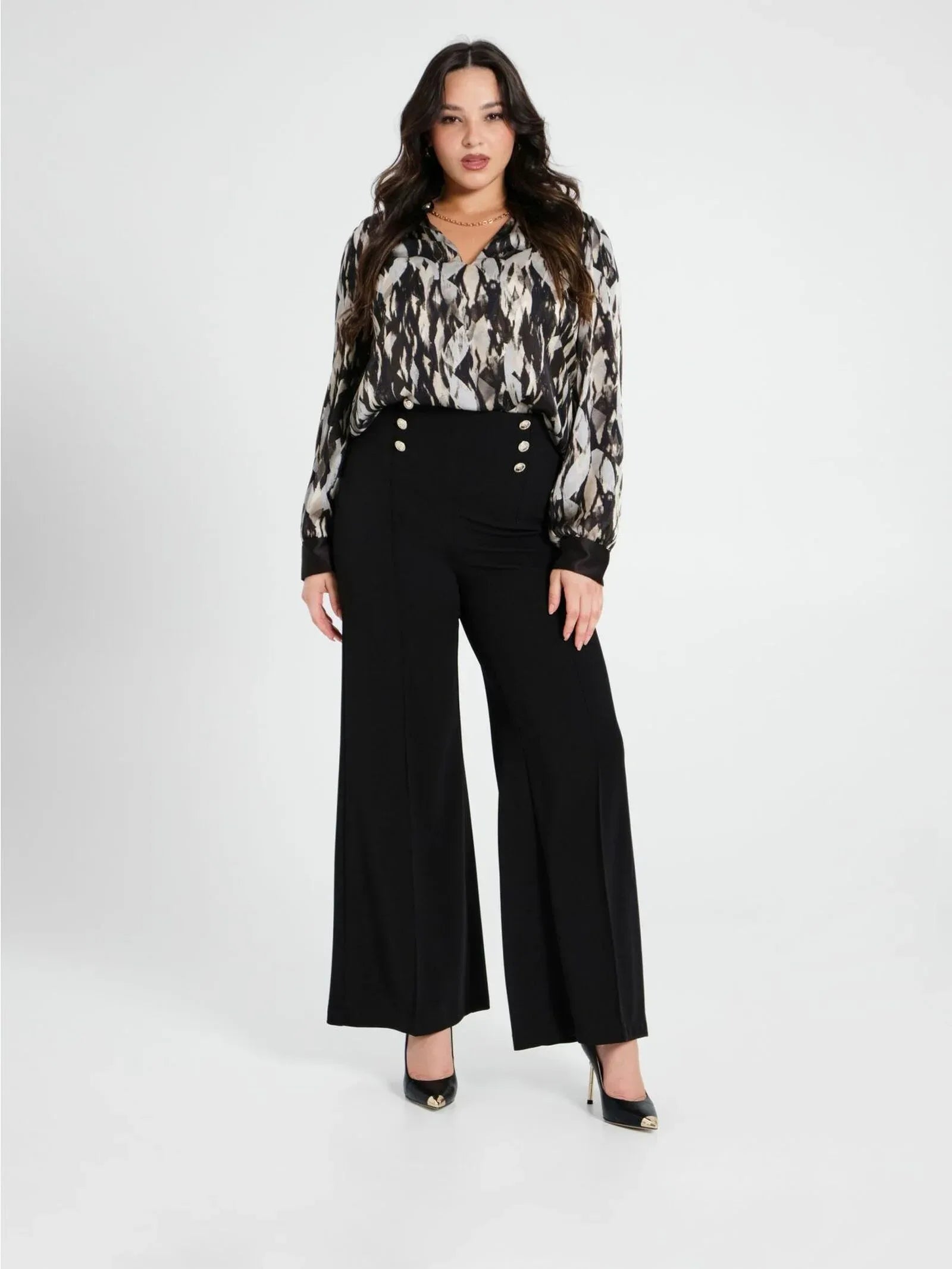 Pantaloni Curvy con Bottoni Dorati Rinascimento - Identity Look