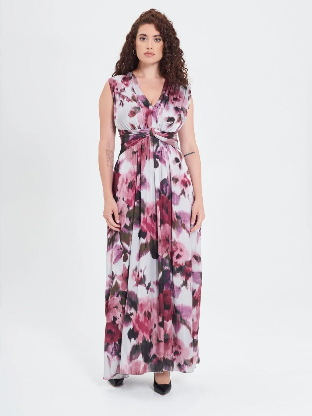 Abito Curvy stampa Fiori Astratti Rinascimento - Identity Look