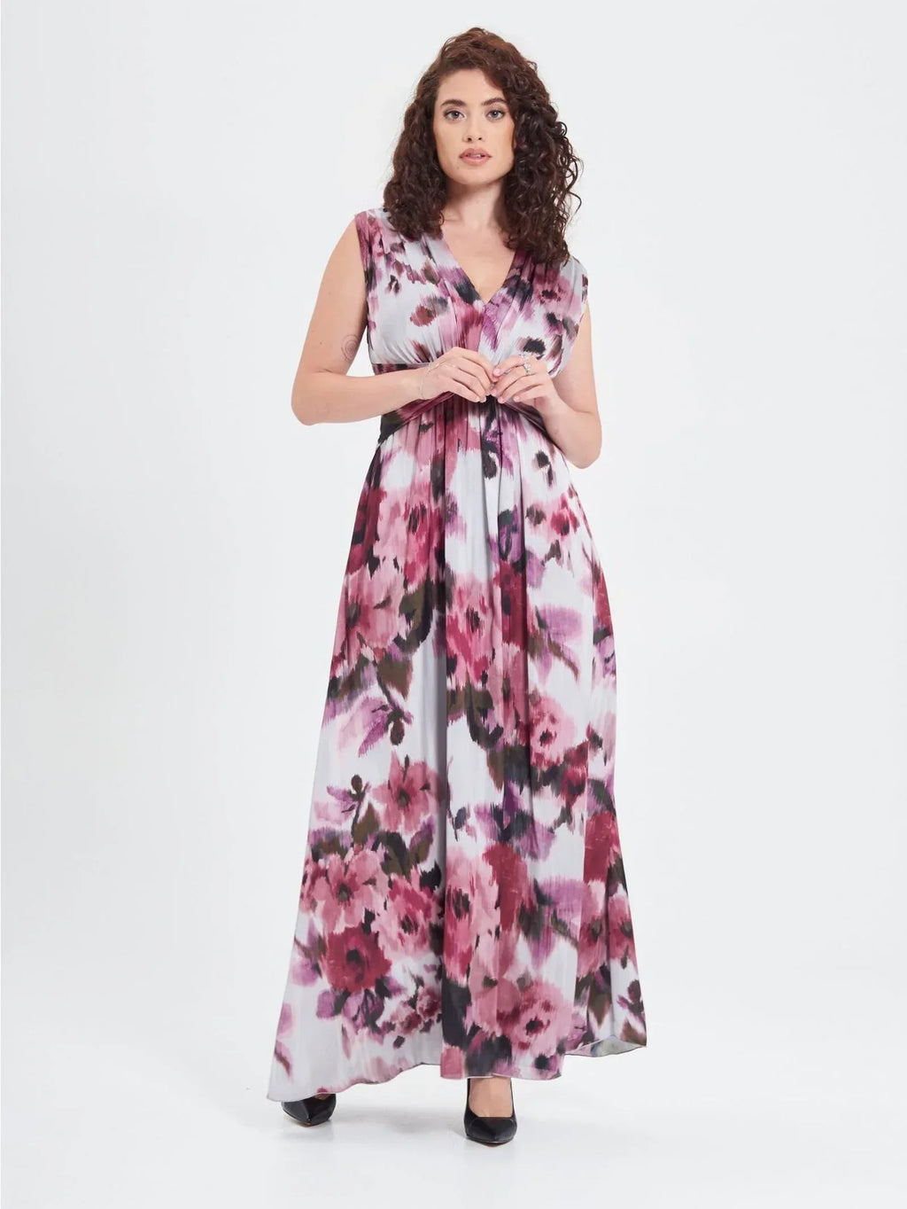 Abito Curvy stampa Fiori Astratti Rinascimento - Identity Look