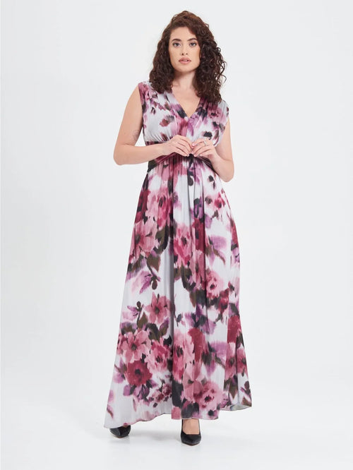 Abito Curvy stampa Fiori Astratti Rinascimento - Identity Look