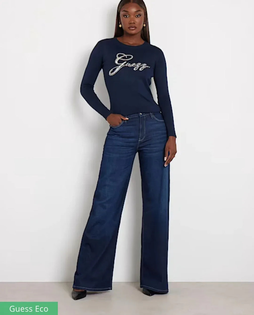 Maglioncino guess logo strass - Identity Look