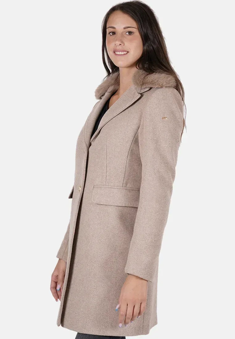 Cappotto donna yeszee in misto lana con collo removibile - Identity Look