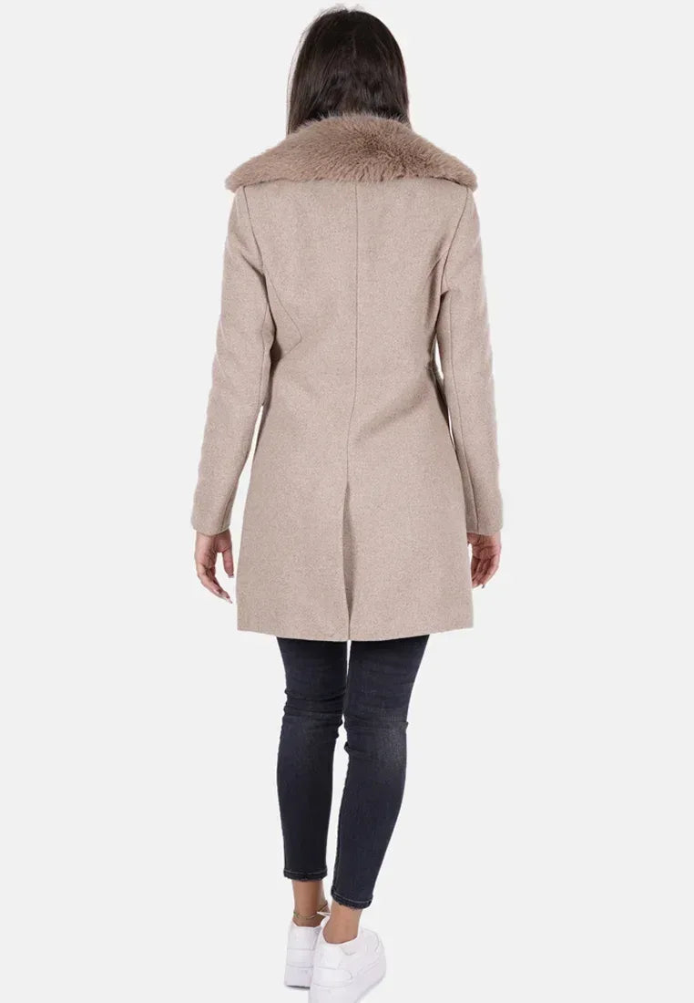 Cappotto donna yeszee in misto lana con collo removibile - Identity Look