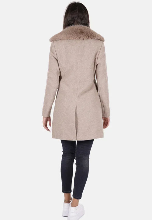 Cappotto donna yeszee in misto lana con collo removibile - Identity Look