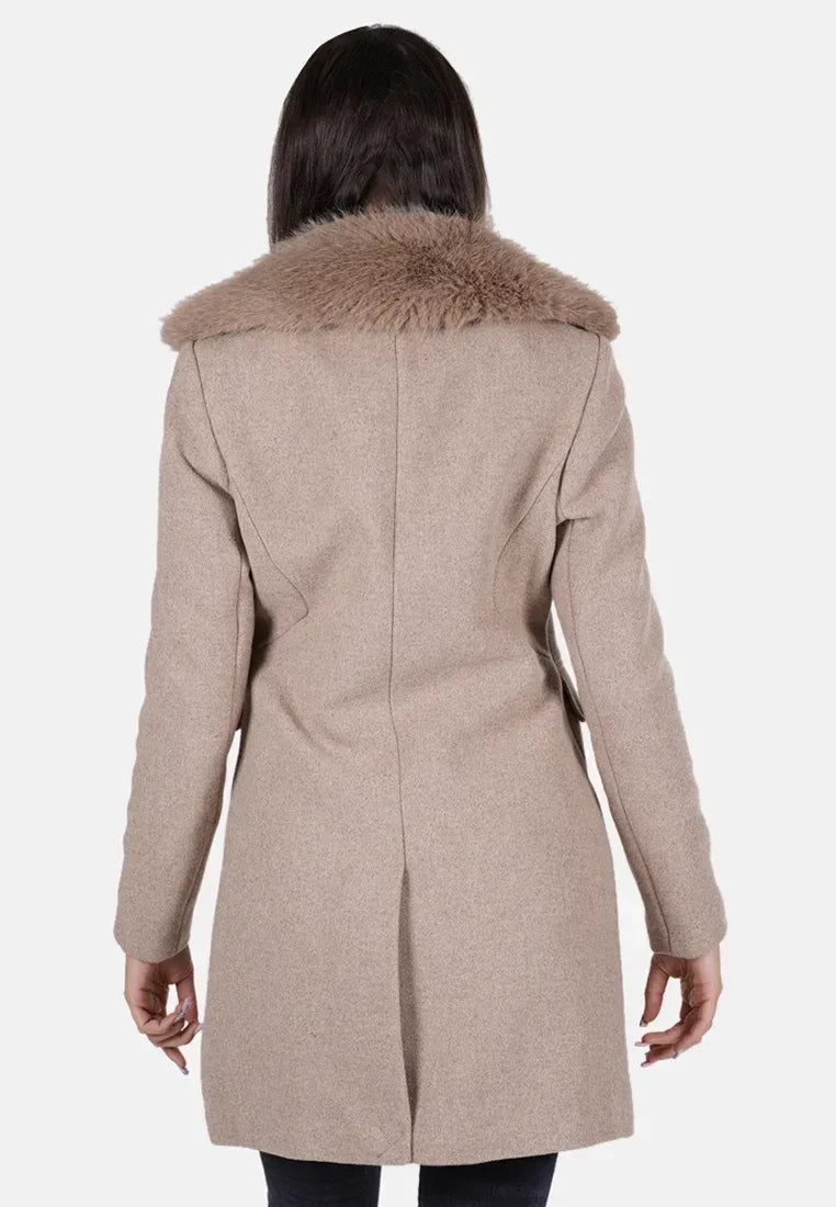 Cappotto donna yeszee in misto lana con collo removibile - Identity Look