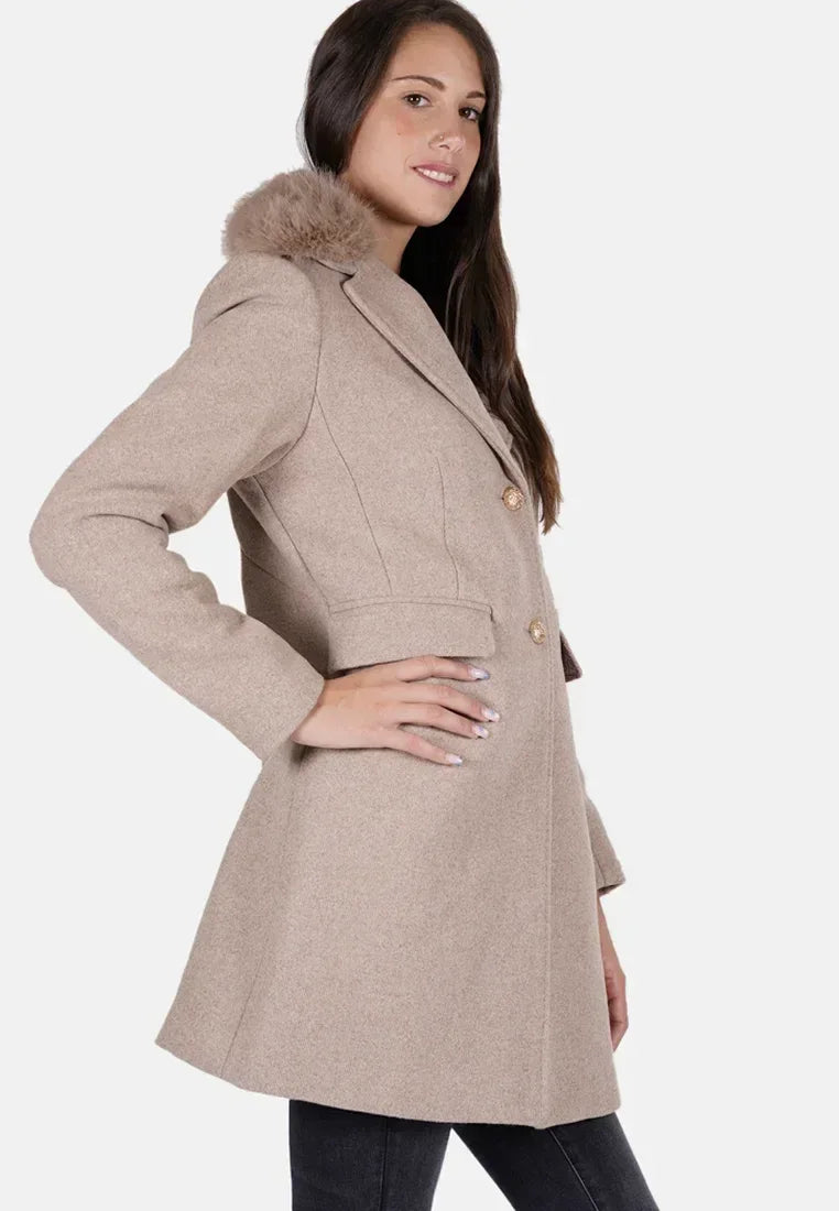 Cappotto donna yeszee in misto lana con collo removibile - Identity Look