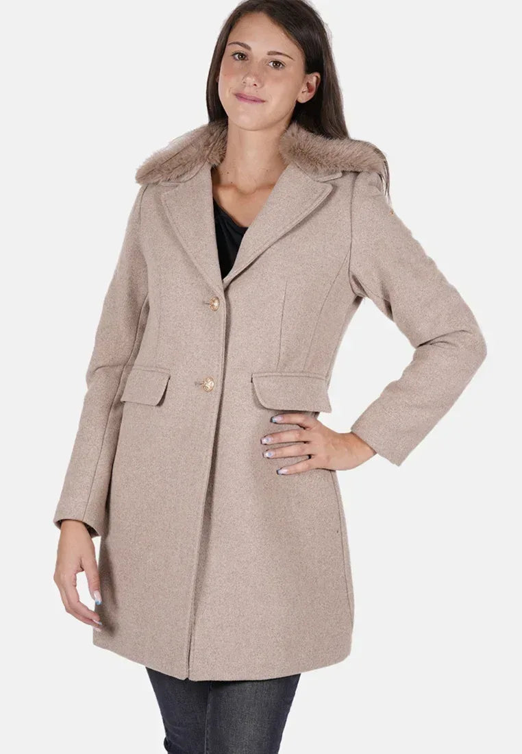 Cappotto donna yeszee in misto lana con collo removibile - Identity Look