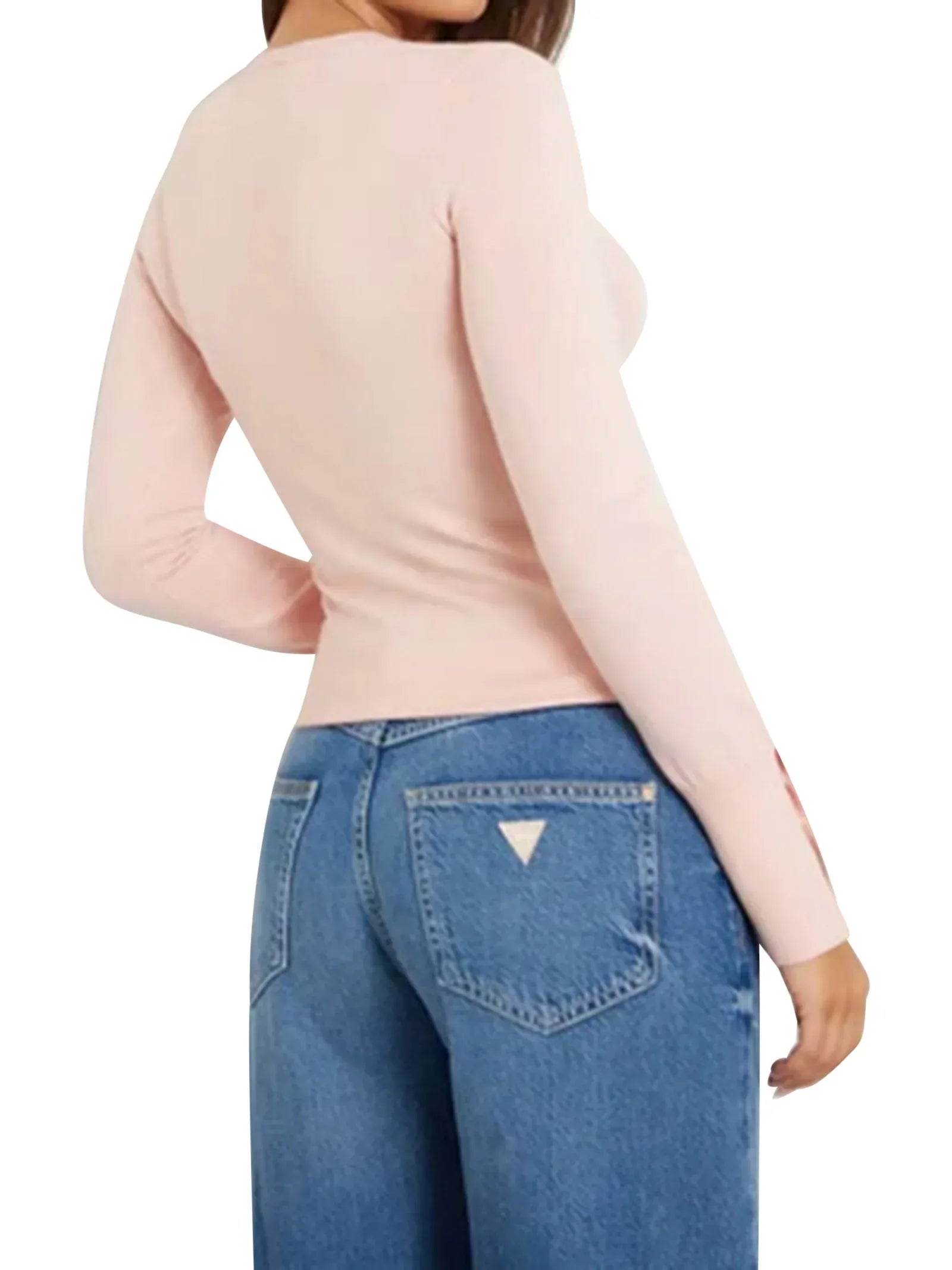 Maglioncino guess girocollo rosa - Identity Look