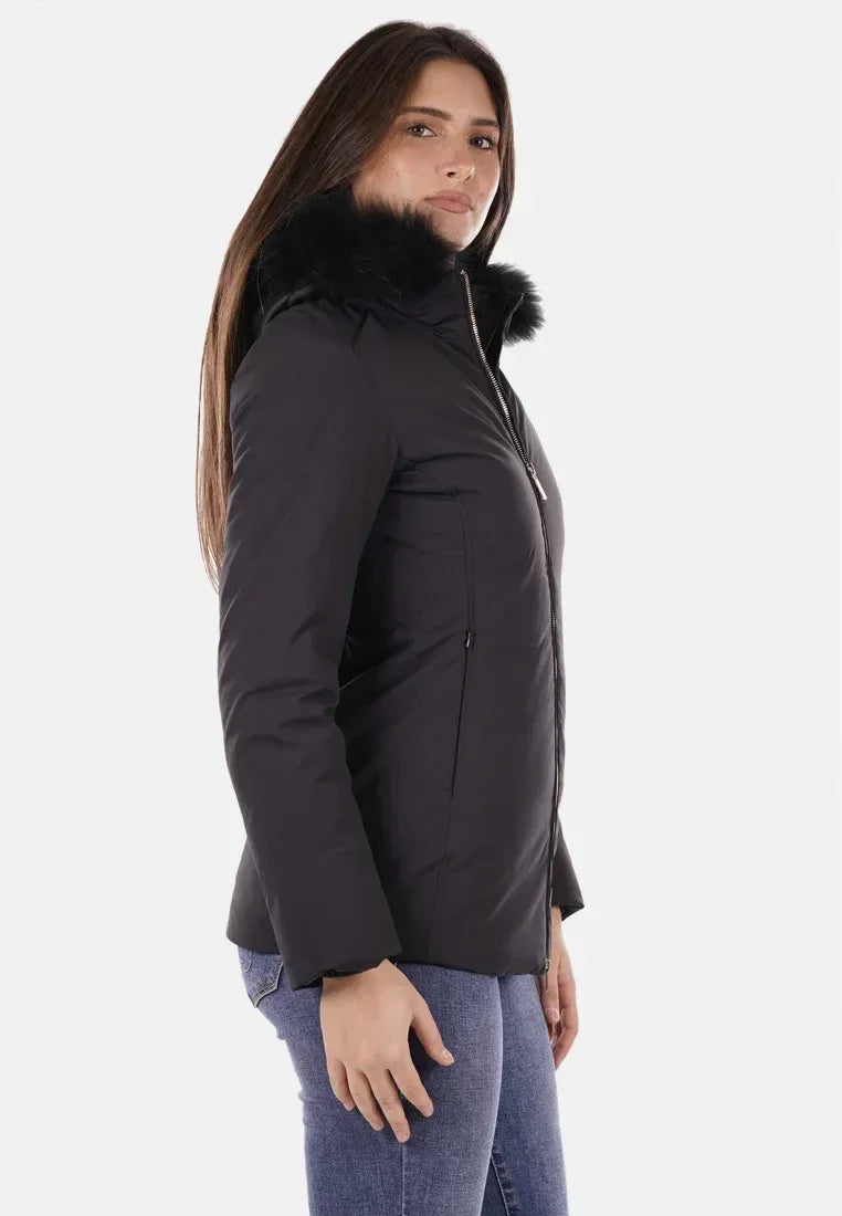 giubbino yeszee con cappuccio e pelliccia e finto gilet - Identity Look