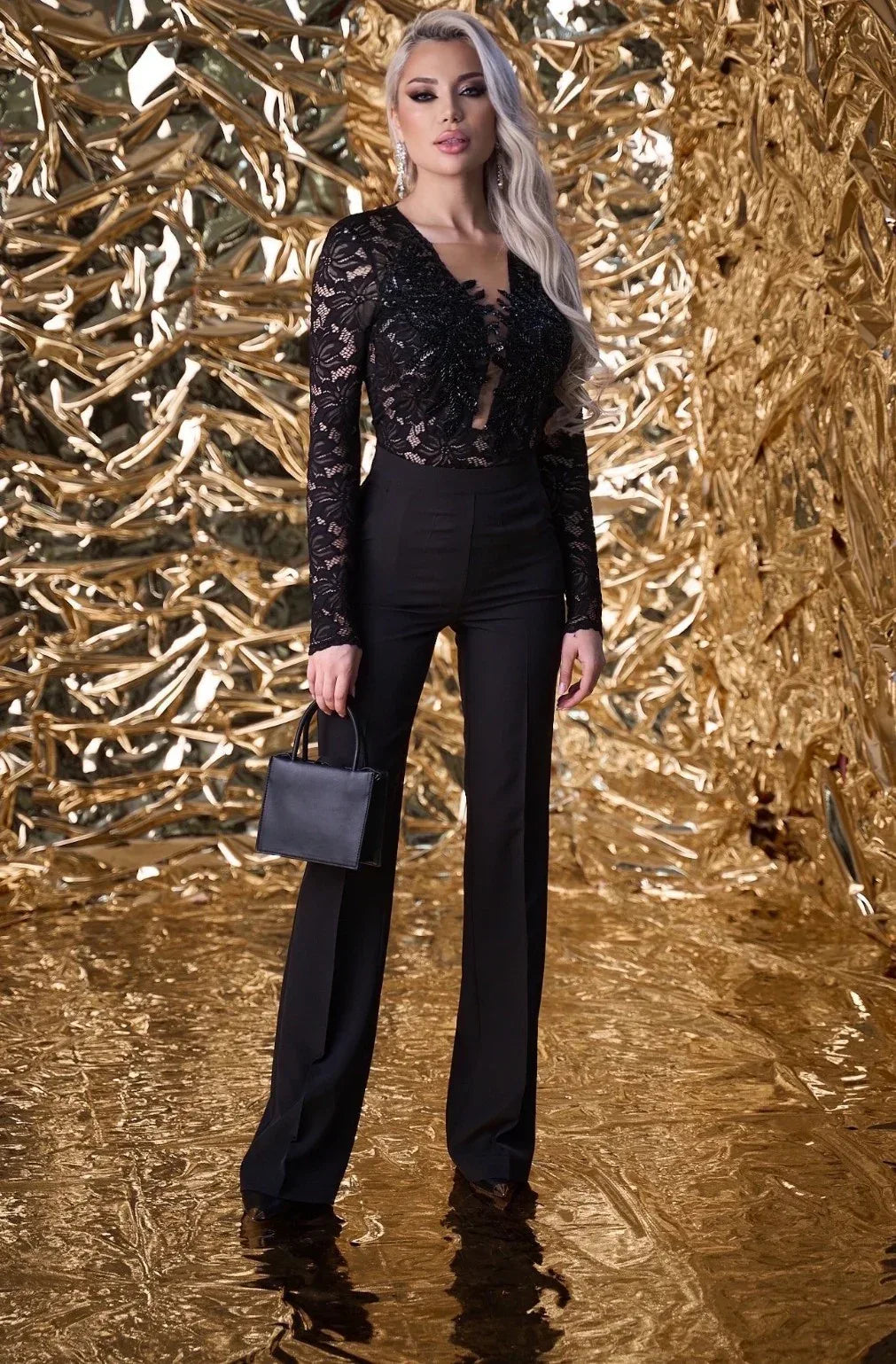 pantalone nero vita alta elegante - Identity Look