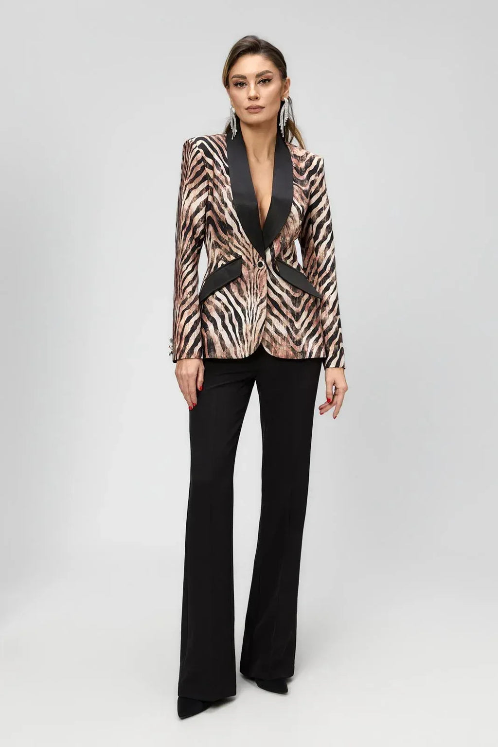 tailleur elegante nero e animalier - Identity Look