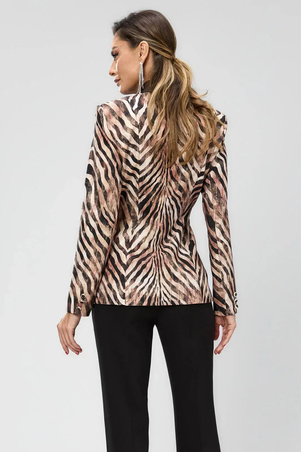 tailleur elegante nero e animalier - Identity Look