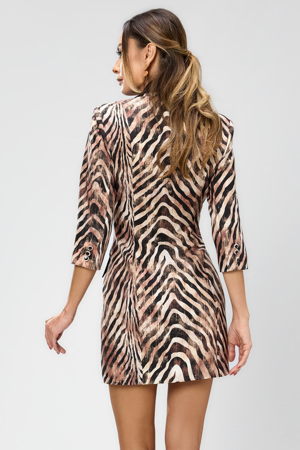 abito blazer elegante nero e animalier - Identity Look