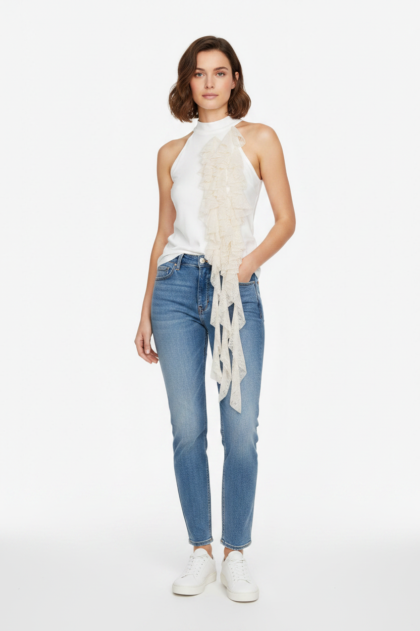 saiph top with lace ruffles