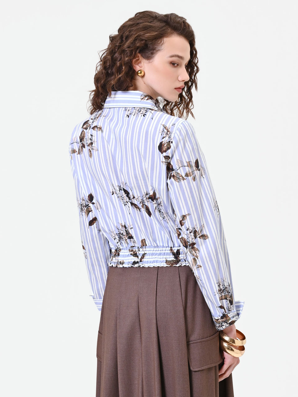 Rinascimento camicia cropped a righe fiori