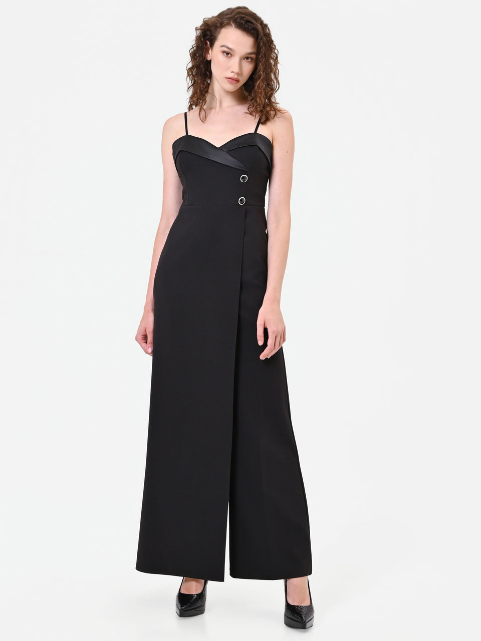 Rinascimento Tuta bustier Nera con revers lucido