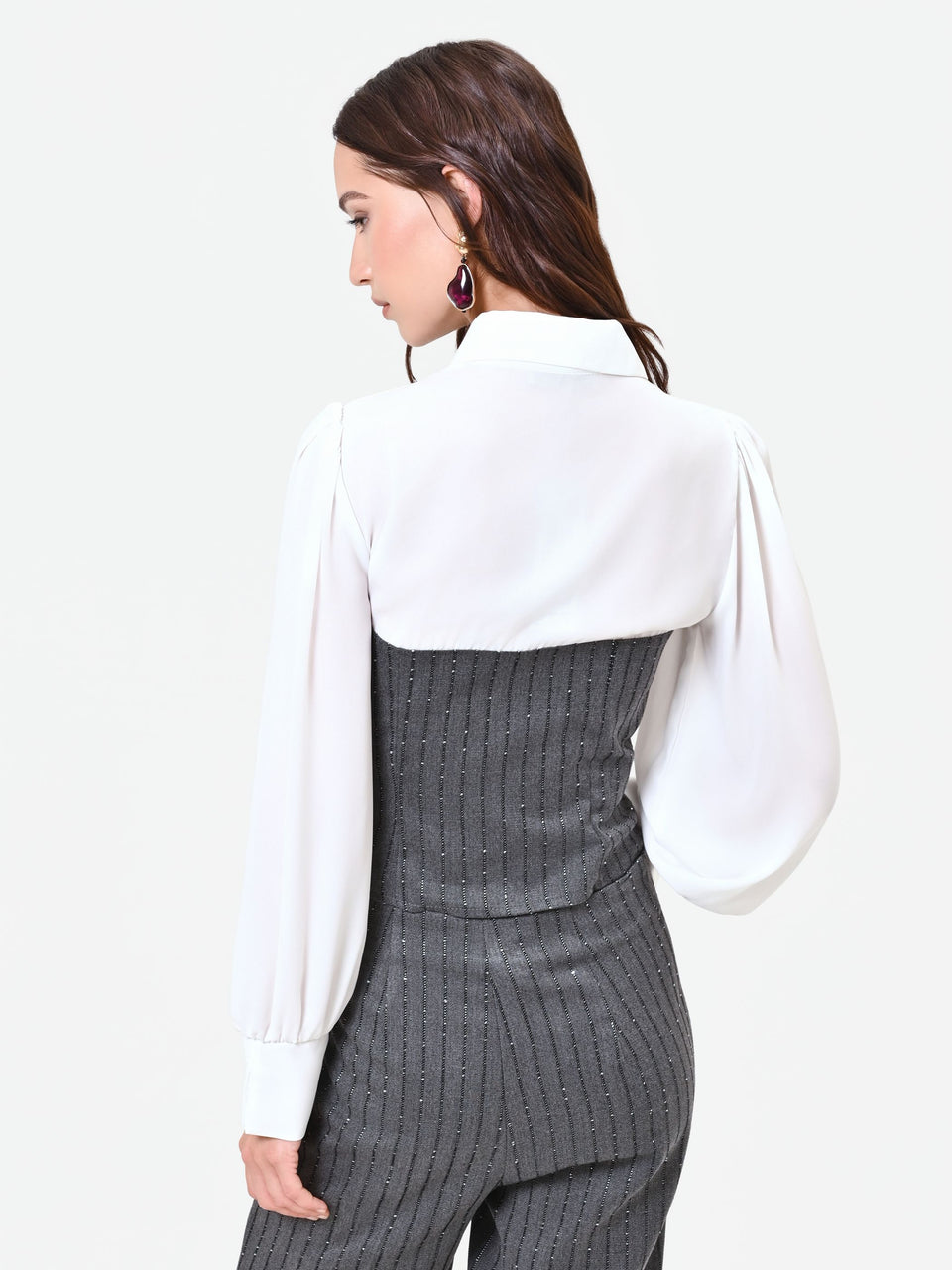 Rinascimento blusa bustier gessato e paillettes