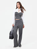 Rinascimento pantalone gessato grigio con paillettes