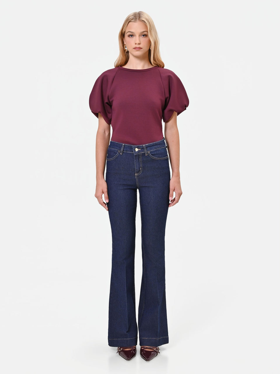 Rinascimento Pantaloni jeans a zampa bku high waist