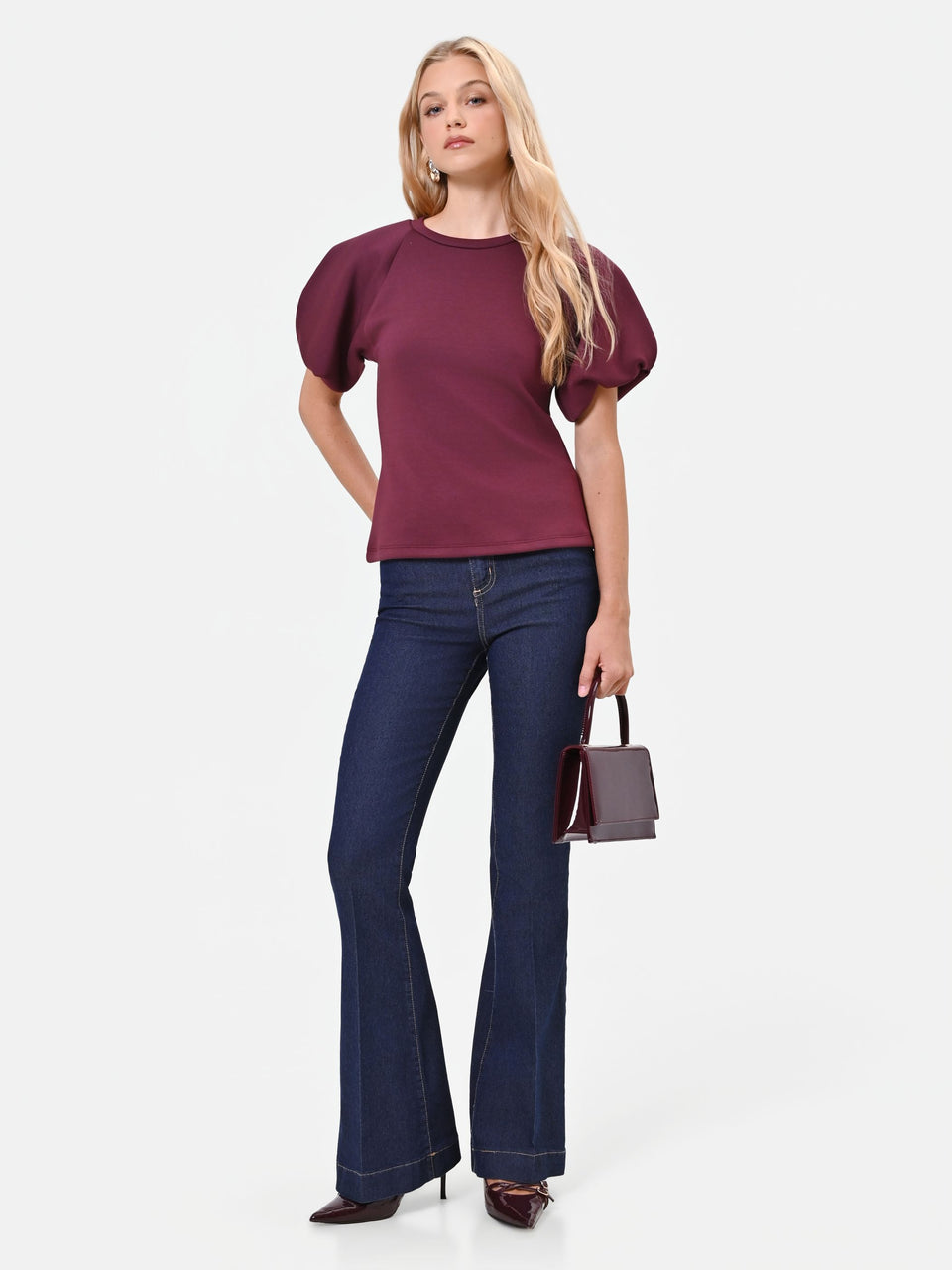 Rinascimento Pantaloni jeans a zampa bku high waist