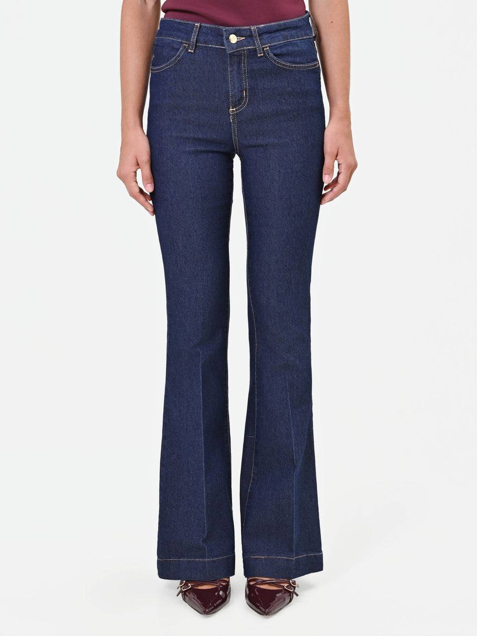 Rinascimento Pantaloni jeans a zampa bku high waist