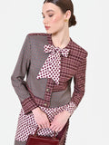 Rinascimento giacca bordeax con design patchwork e fiocco