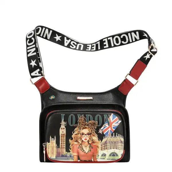 Nicole Lee borsa a tracolla London Eye Black