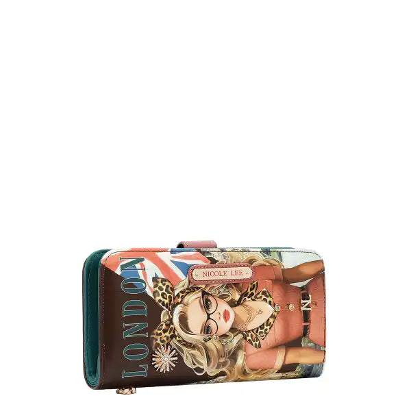 Nicole Lee portafoglio grande con bracciale London Eye brown