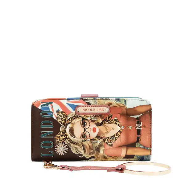 Nicole Lee portafoglio grande con bracciale London Eye brown