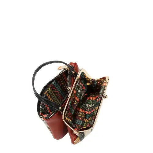 Nicole Lee mini borsetta portamonete con manico london Eye brown