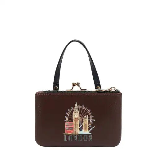 Nicole Lee mini borsetta portamonete con manico london Eye brown