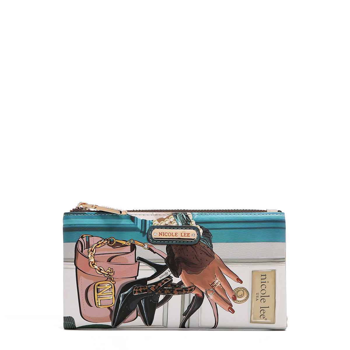 Nicole lee portafoglio grande pieghevole con scomparto rimovibile