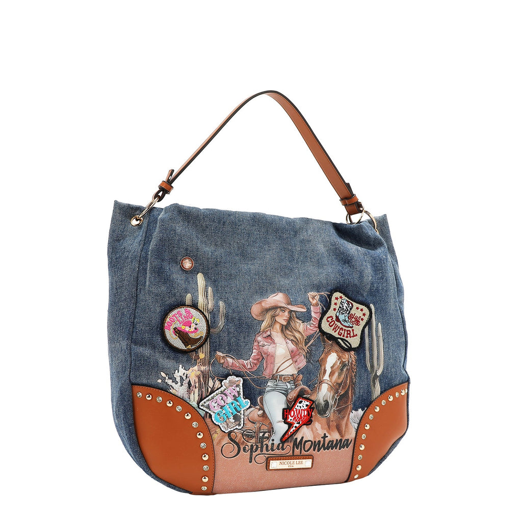 Nicole Lee Sofia Montana Denim Hobo Bag