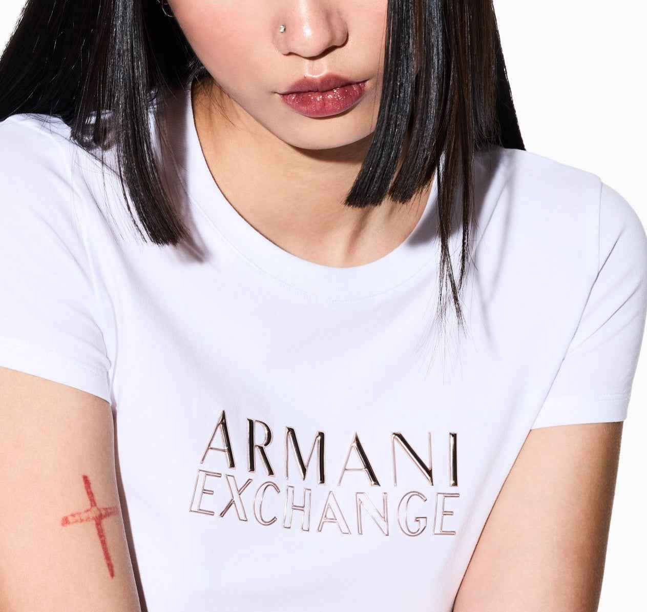 Armani exchange T-shirt Slim Fit in Jersey di Cotone Stretch