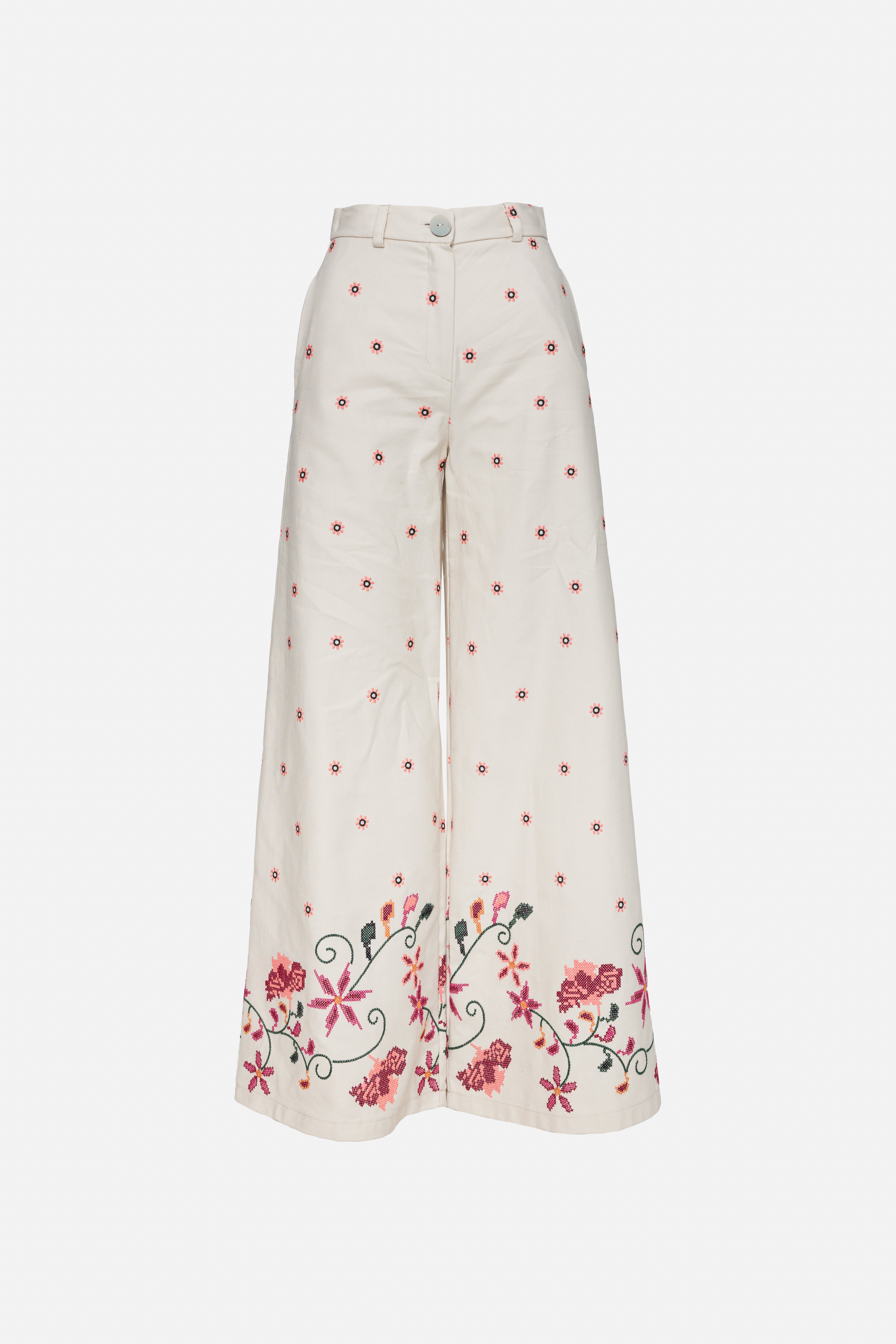 Saiph pantalone palazzo con ricamo