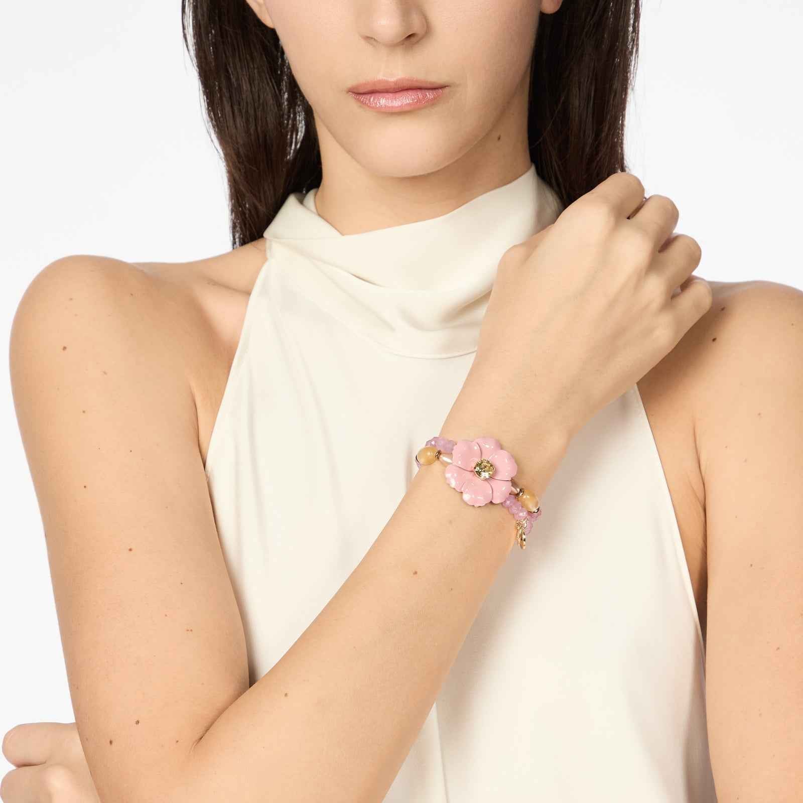 Sodini Bracciale elastico perline e fiore Santa Margherita - Multicolor