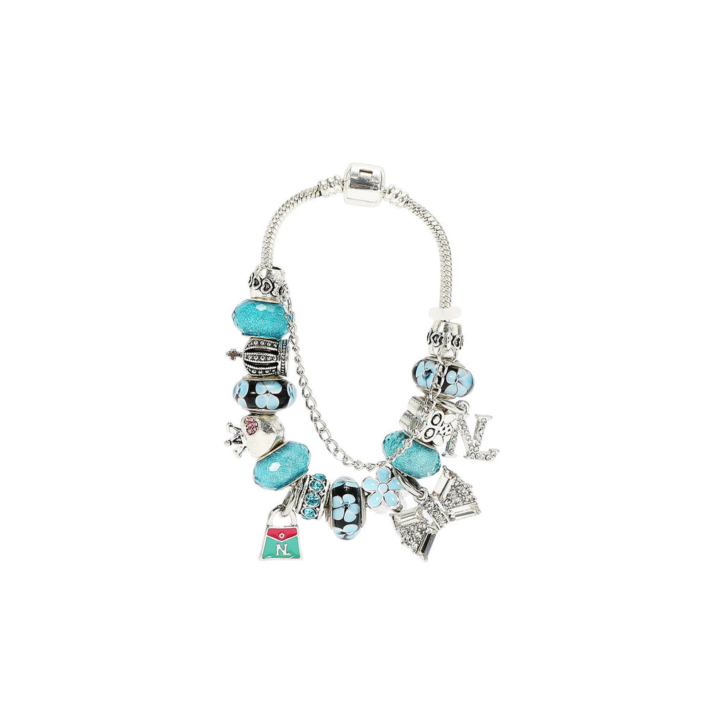 Nicole Lee bracciale silver charm azzurro