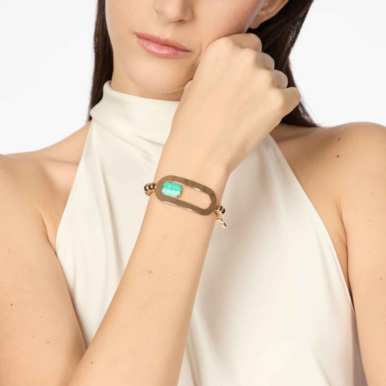Sodini Bracciale elastico boule e charm anello Ribera - Blu
