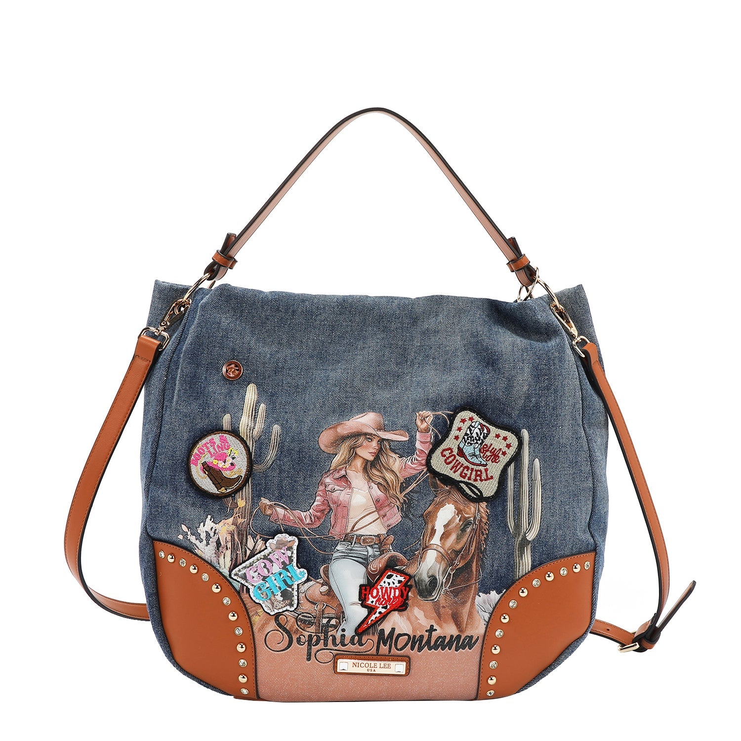 Nicole Lee Sofia Montana Denim Hobo Bag