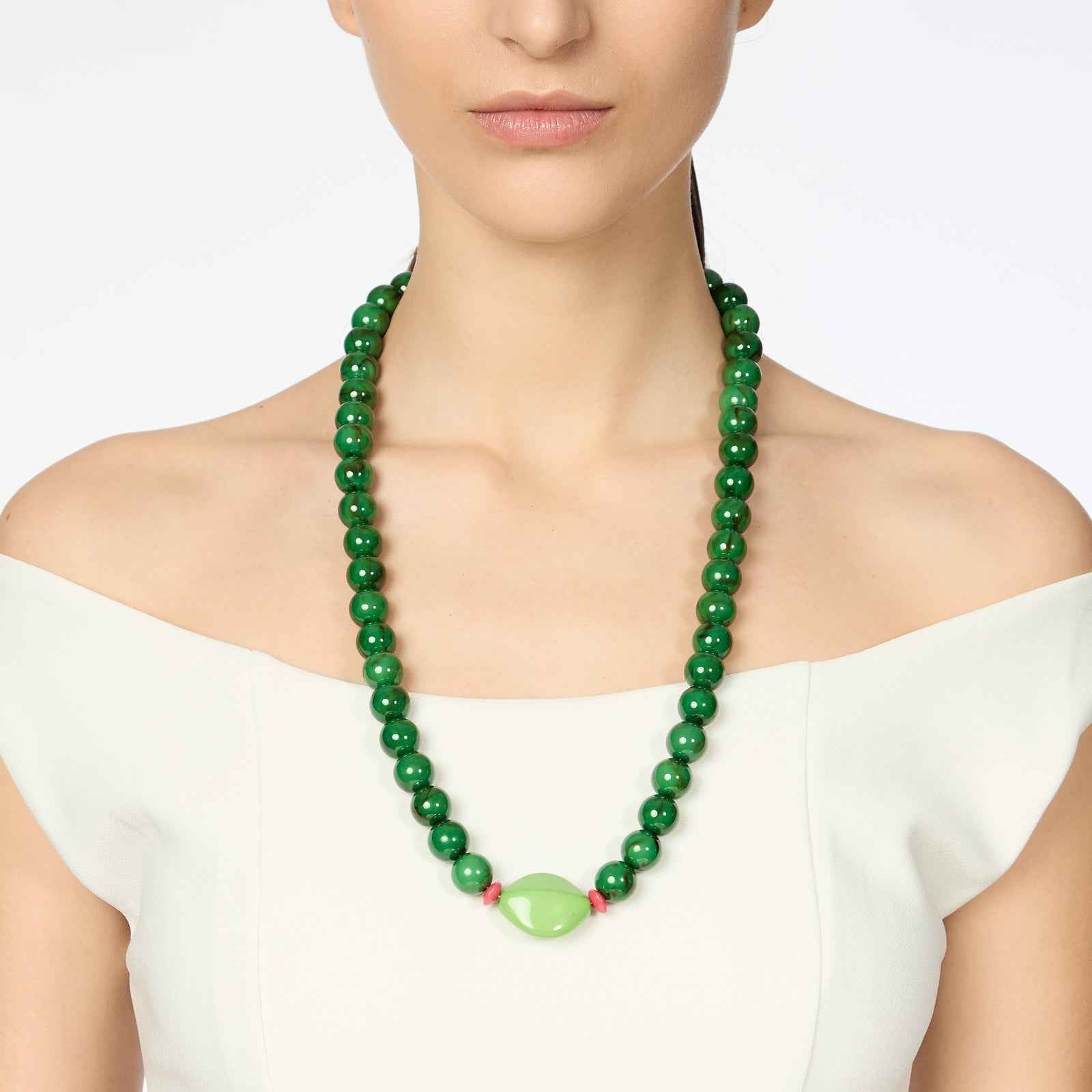 Sodini Collana boule ed elemento a quattro lati Apuana - Verde