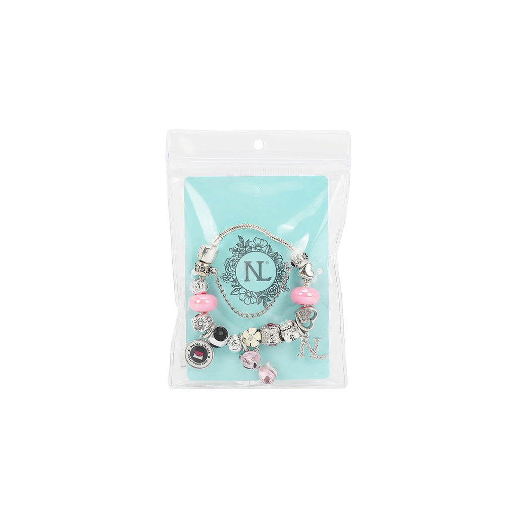Nicole Lee bracciale silver charm rosa