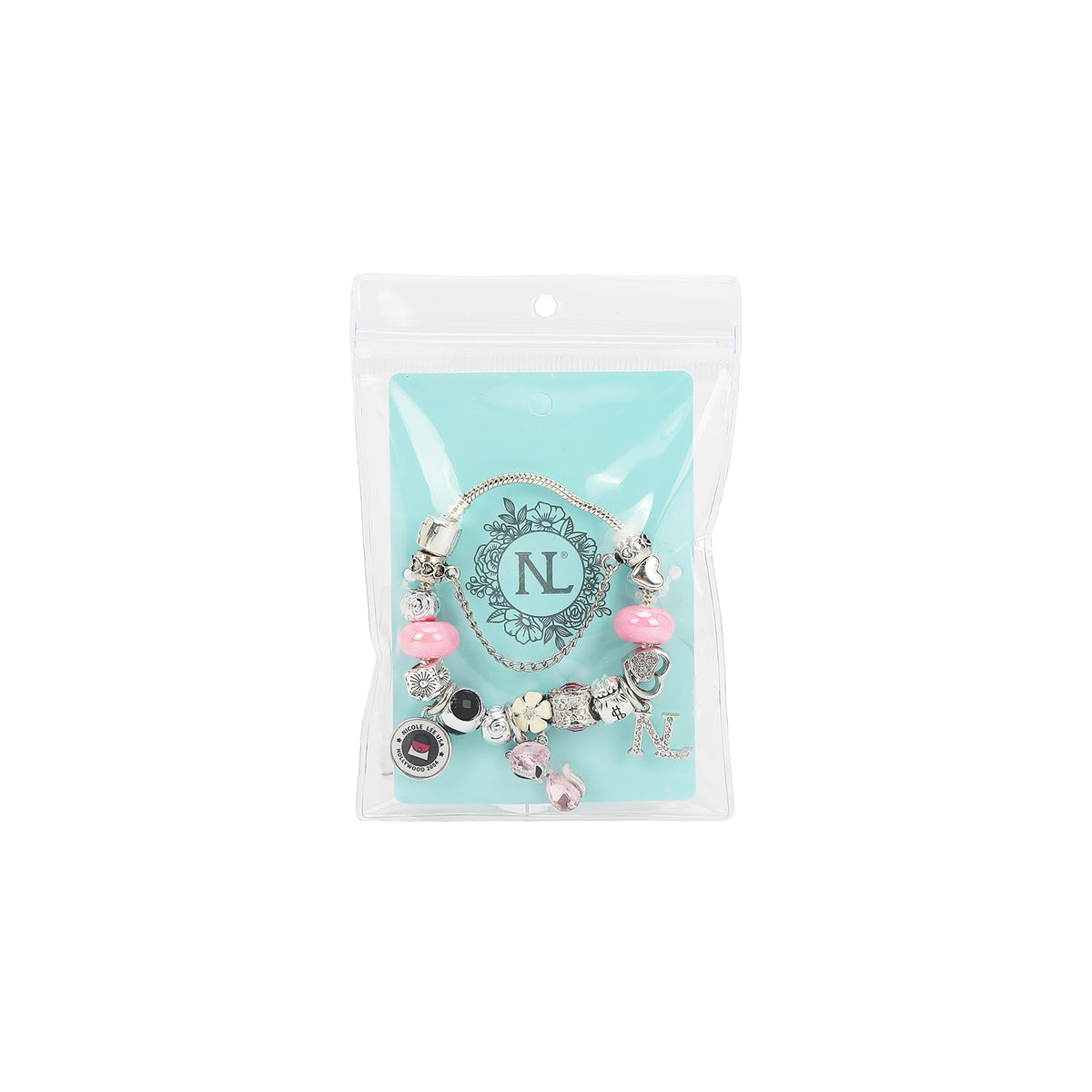 Nicole Lee bracciale silver charm rosa