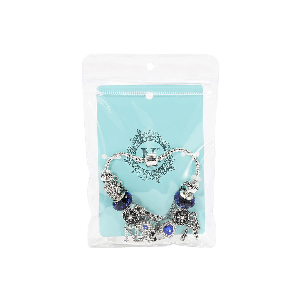 Nicole Lee bracciale silver charm blu