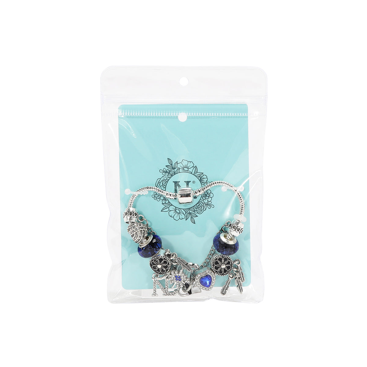 Nicole Lee bracciale silver charm blu
