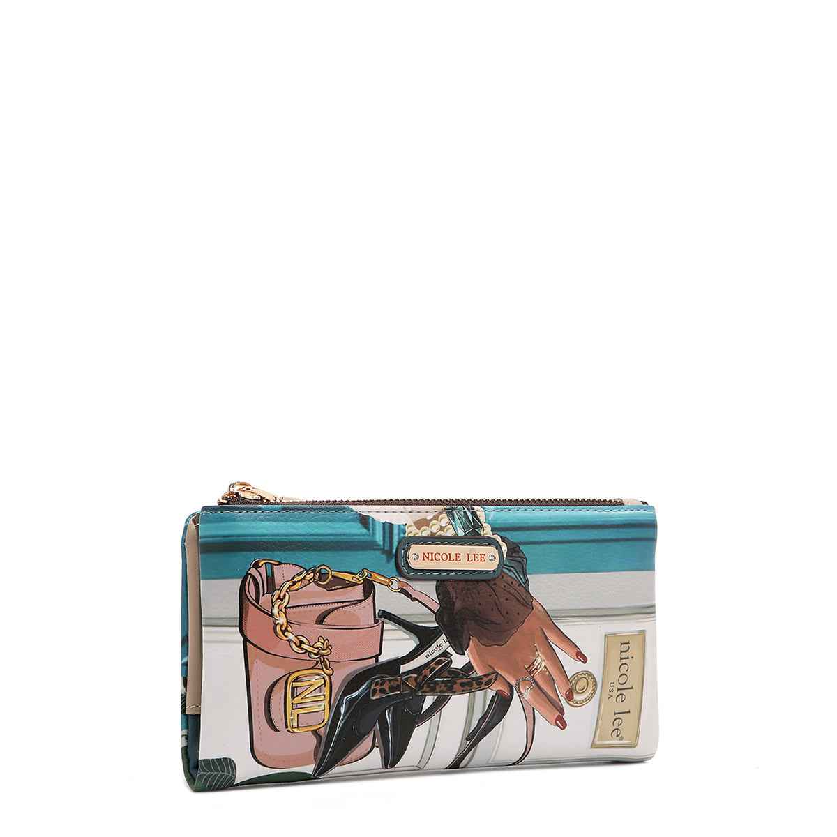 Nicole lee portafoglio grande pieghevole con scomparto rimovibile