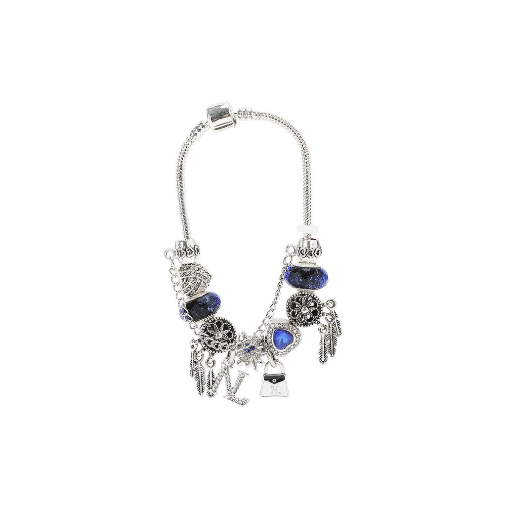 Nicole Lee bracciale silver charm blu
