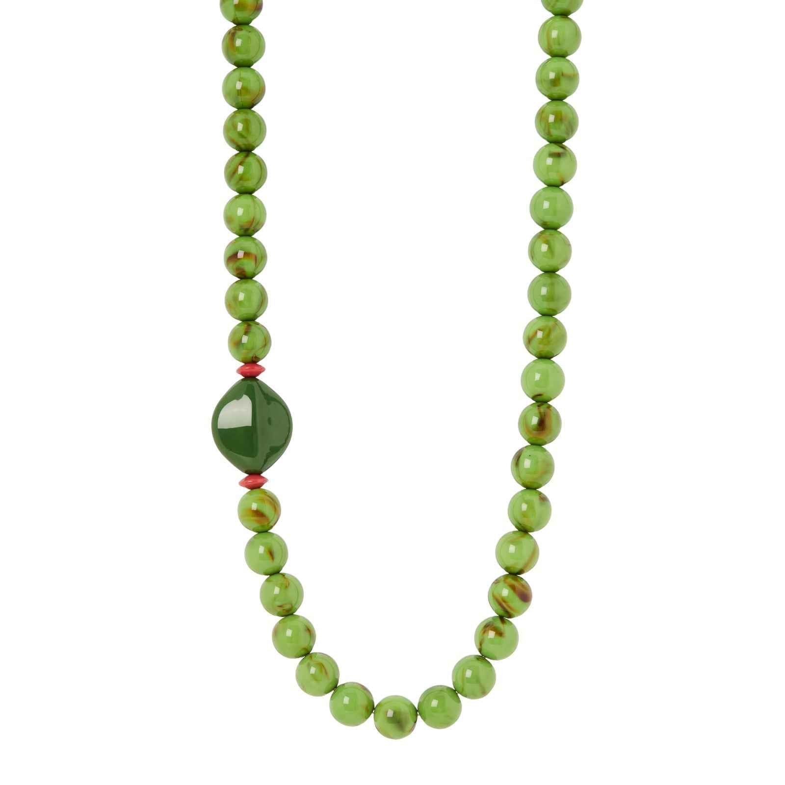Sodini Collana boule verdi ed elemento a quattro lati Apuana - Verde