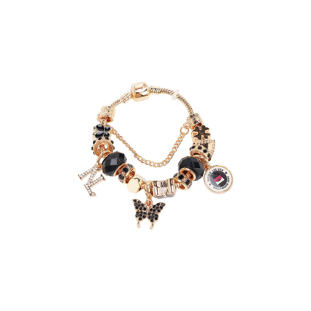 Nicole Lee bracciale oro charm nero