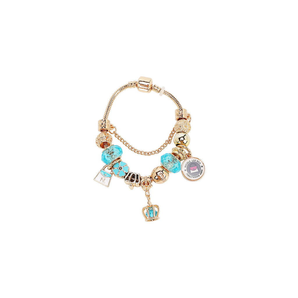 Nicole lee bracciale gold charm azzurro